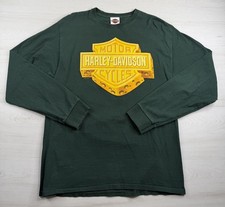Harley Davidson Shirt Vandervest Green Bay Cheese Head Long Sleeve 2013 Mens L