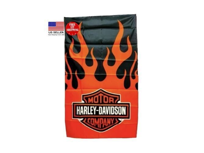 Harley Davidson Motorcycles 3x5 Flag Banner 3 X 5 Large USA New Flames Garage