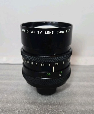 Apollo MC TV Lens 75mm f/1.3 C-Mount Japan Fast Prime Lens Clean Glass Tested