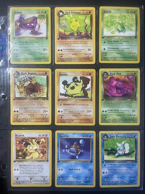 Pokemon Rocket 1sts - 9x Card Bundle - LP  Meowth Squirtle Mankey Dugtrio