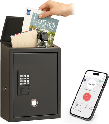 Secure Wall-Mount Mailbox with Electronic Lock - Large Capacity, Black