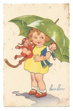 Cartolina - BUON ANNO - BIMBA con PINOCCHIO - Ed Anonima anni '40 ill. BONFANTI*
