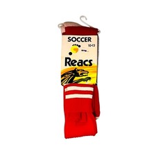 Retro vTG REACS men's women's tall soccer socks 70s 80s fold NWT NOS red striped
