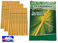 36 Count Ticonderoga #2 HB Soft Yellow My First Wood Pencils Without Eraser