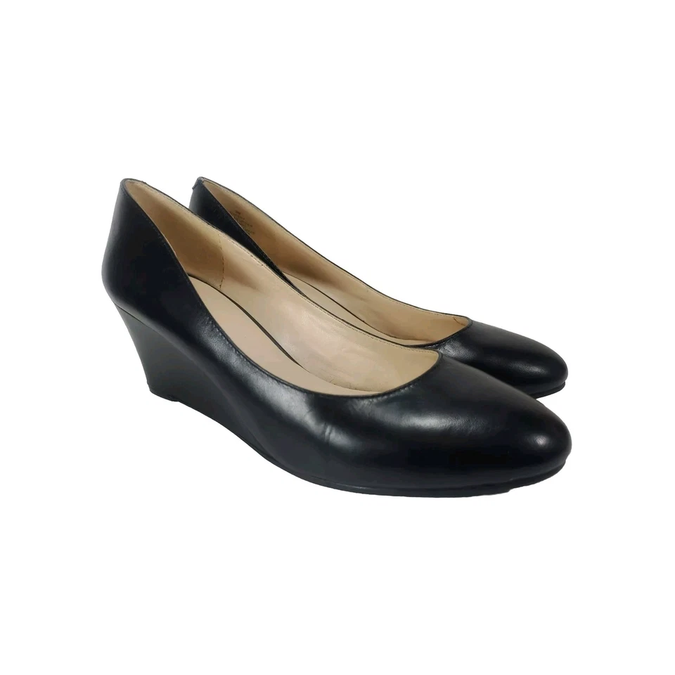 Zapatos sin cordones de vestir de cuero con cuña ISPY negros Nine West talla 9 M Foto 2 de 4