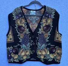 Sugar Street Weavers Cardigan Vest Women Medium Large Grapes Fruit Made In USA