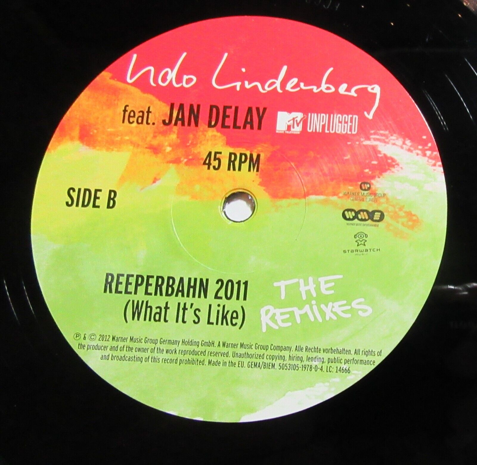 Maxi Single Udo Lindenberg feat Jan Delay Reeperbahn 2011 MTV unplugged Vinyl