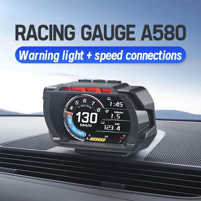 HUD Gauge Car Head Up Display OBD2 Digital Speedometer Turbo RPM Oil Temp Alarm — 第 3/4 张图片