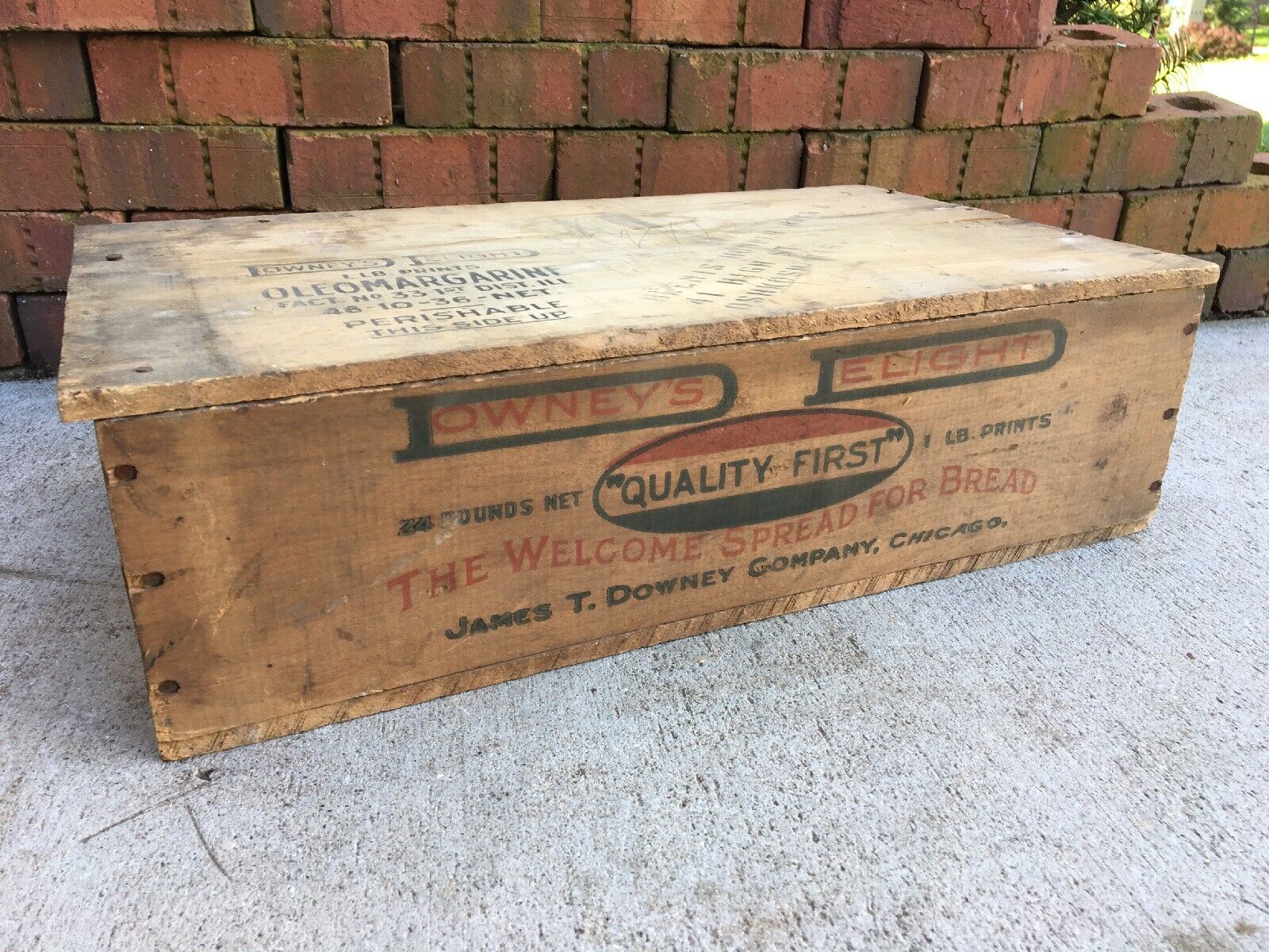 Advertising Crate Downey's Delight Margarine Box Chicago Illinois Revenue Stamp