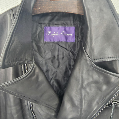 RALPH LAUREN PURPLE LABEL Motorcycle Leather Jacket Large Black
