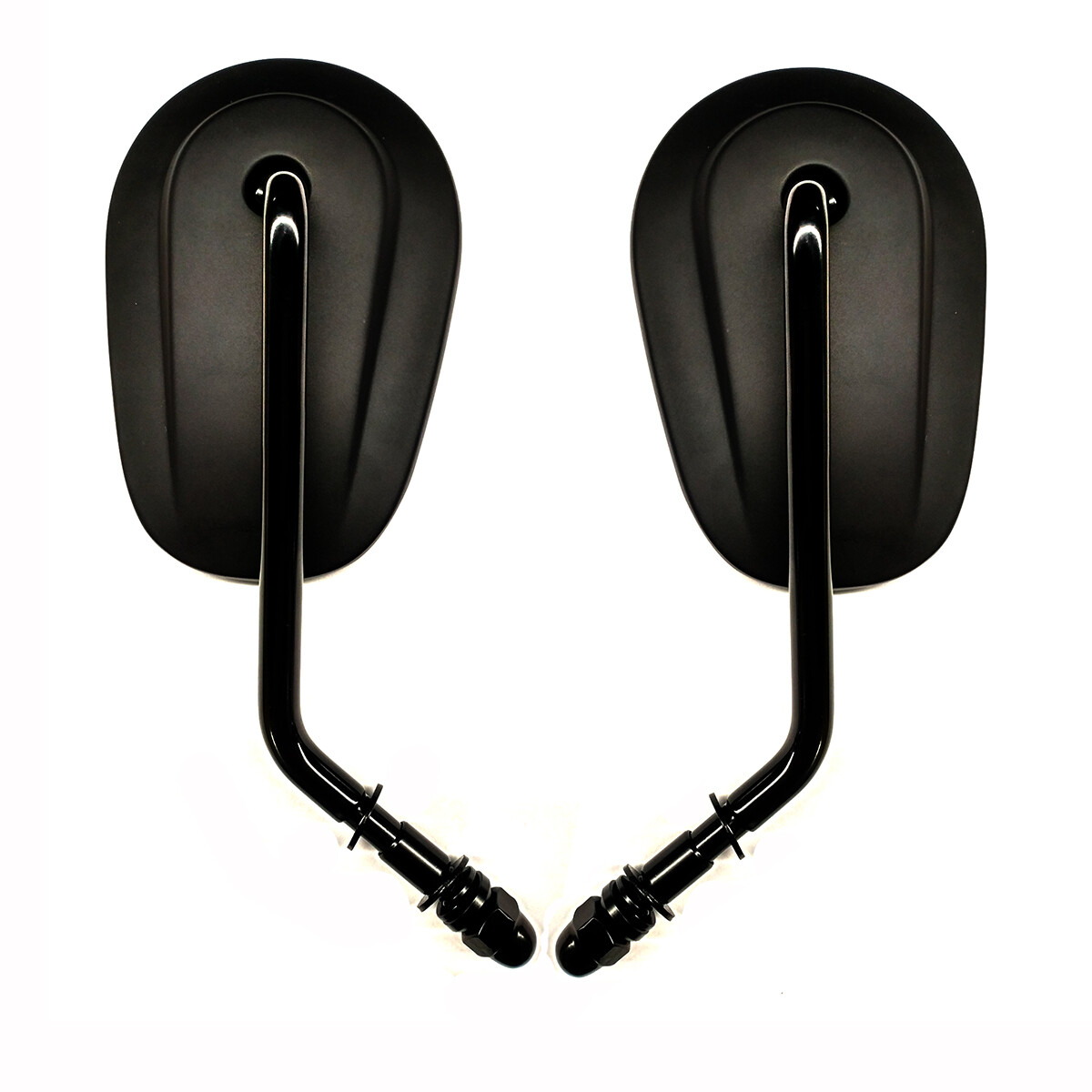 Black Long Stem Motorcycle Mirrors – Fits Harley Dyna / Softail / Sportster / Touring