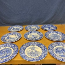 9 Various Wedgwood Historical Scenes Transferware 10 1/4 Plates (4440-2)