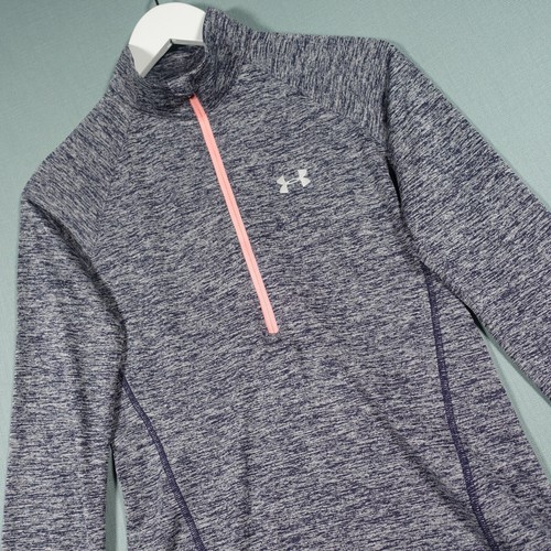 Under Armour Heatgear Top Damen klein grau rosa Training Fitnessstudio Laufen lose