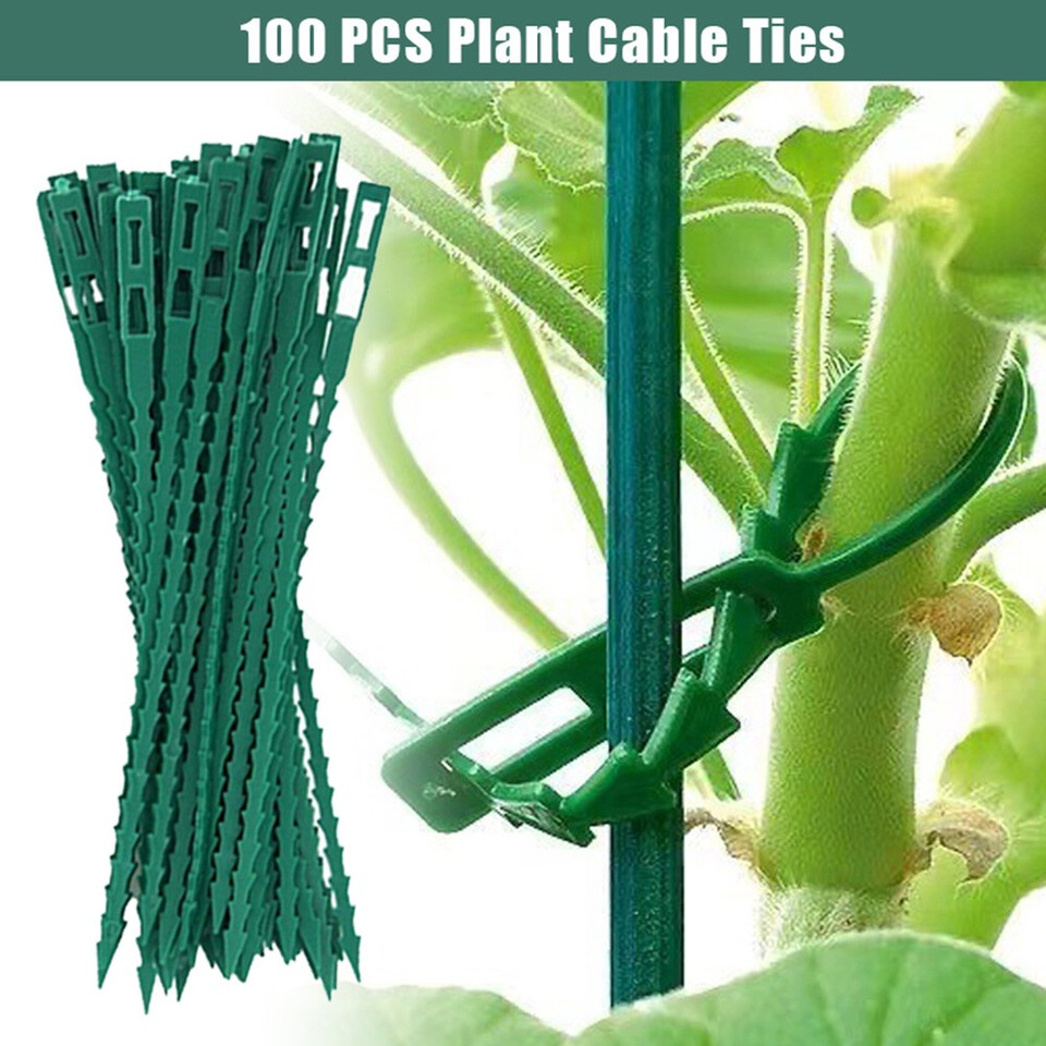 100 Pcs Green Garden Plant Twist Ties Flexible Plastic Planting