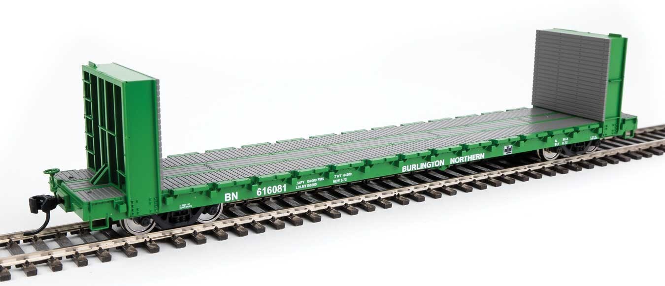H0 Gauge - Walthers Freight Car Bulkhead Flatcar Burlington Northern - 5864 New