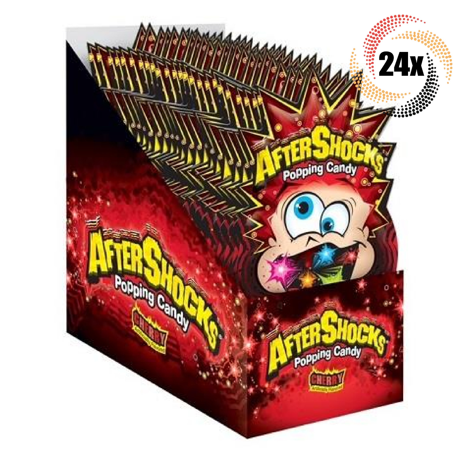 Полная коробка из 24 упаковок Вкусных леденцов AfterShocks со вкусом вишни | 33 унции