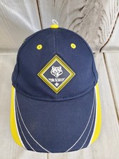 Boys Scotts Cub Scout Wolf Rank Patch Uniform Hat Blue Yellow Adjustable BSA