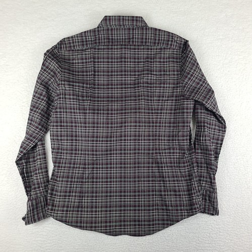 John Varvatos Shirt Mens Large Black Purple Plaid Multi Color Dress Button Up - Picture 10 of 12