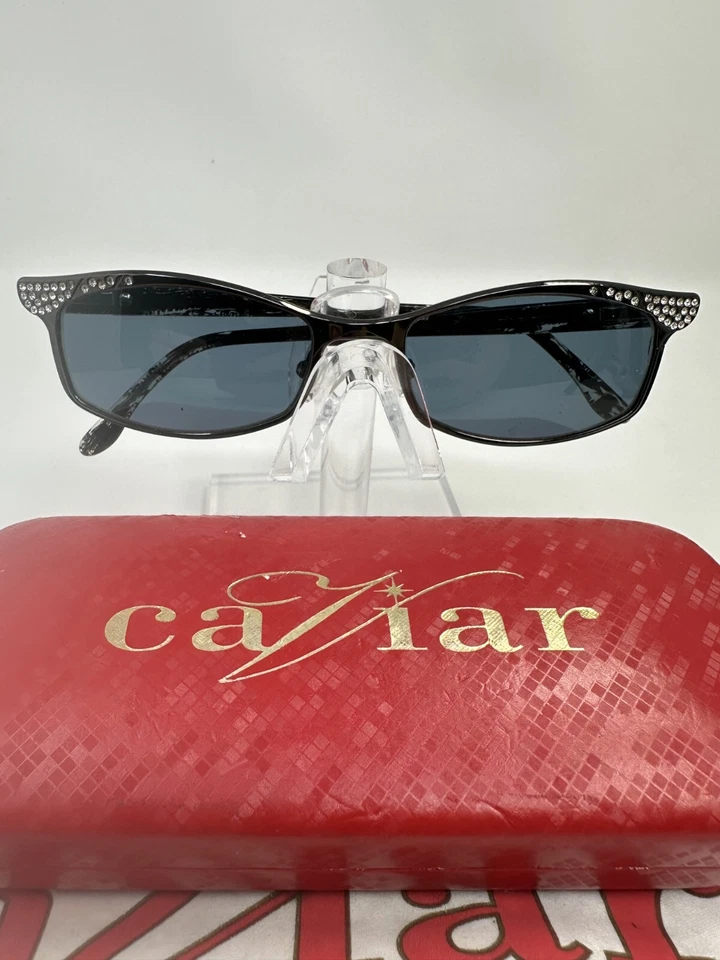 Caviar M1757C82 51017 Women's Black Rhinestone Lightweight Designer Sunglasses - Image 2 of 4