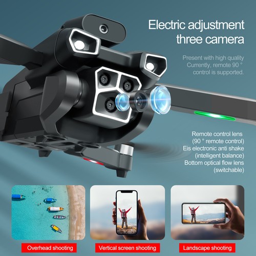 Folding RC Drone w/ 3*Camera 3*Btteries Quadcopter Brushless Obstacle Avoidance - Picture 2 of 16