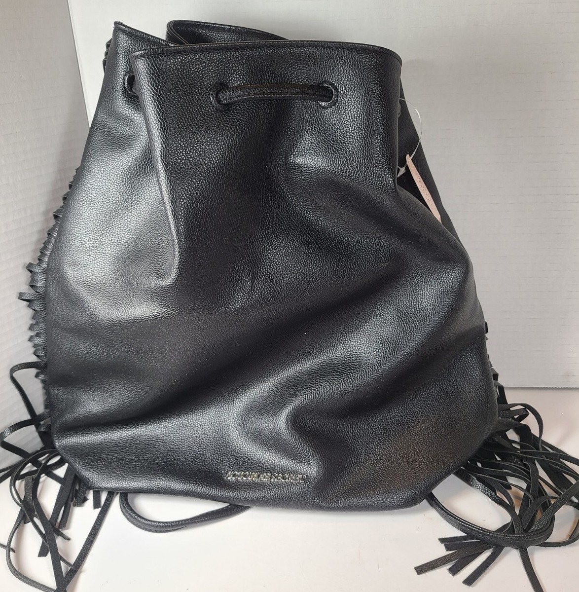Victoria Secret Black Faux Leather Fringe Backpack..Fashion  display picture 3