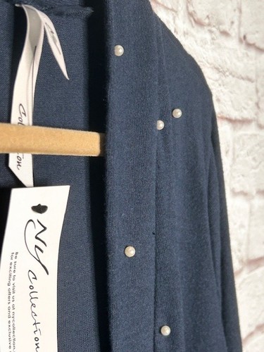 Small/Medium/Large/XL New Navy Blue White Pearls Cardigan Sweater Jacket Blazer
