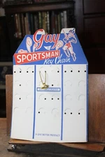 Vintage Gay Sportsman Football Key Chain Store Display Counter-top Board