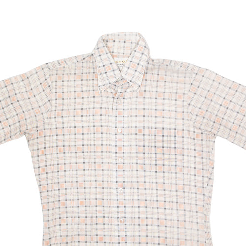 ARROW Shirt Orange Check Short Sleeve Mens M - Picture 2 of 6
