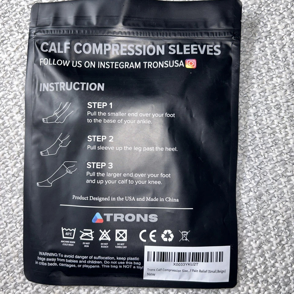 TRONS calf Compression Sleeves Small Beige Unisex - Image 3 of 4