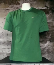 Nike Men's L Green T-Shirt Logo Swoosh Print Athletic Active Short Sleeve Shirt