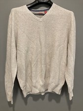 Izod Mens Large Long Sleeve Lightweight Gray V-Neck Pullover Sweater