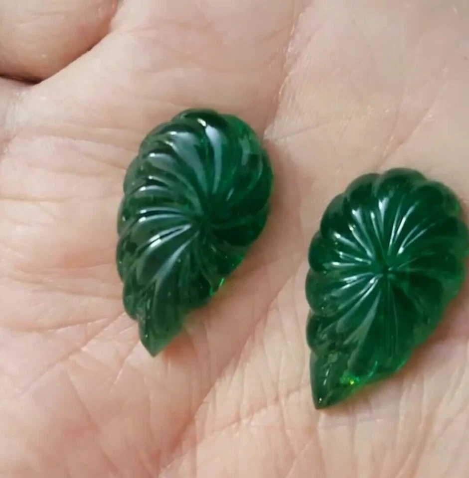 Emerald Gemstone Fancy Shape Handmade Carving Gemstone For Jewelry Making - Image 2 of 3