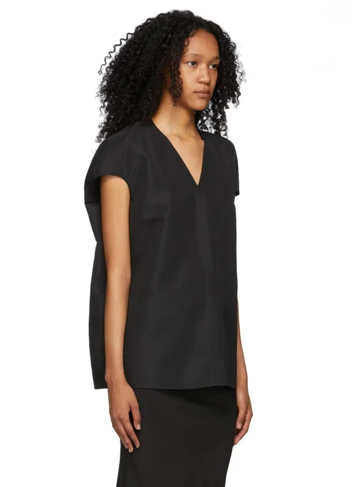 Camiseta sin mangas RICK OWENS para mujer negra Crepe Island EE. UU. 8 original $600 Foto 2 de 4