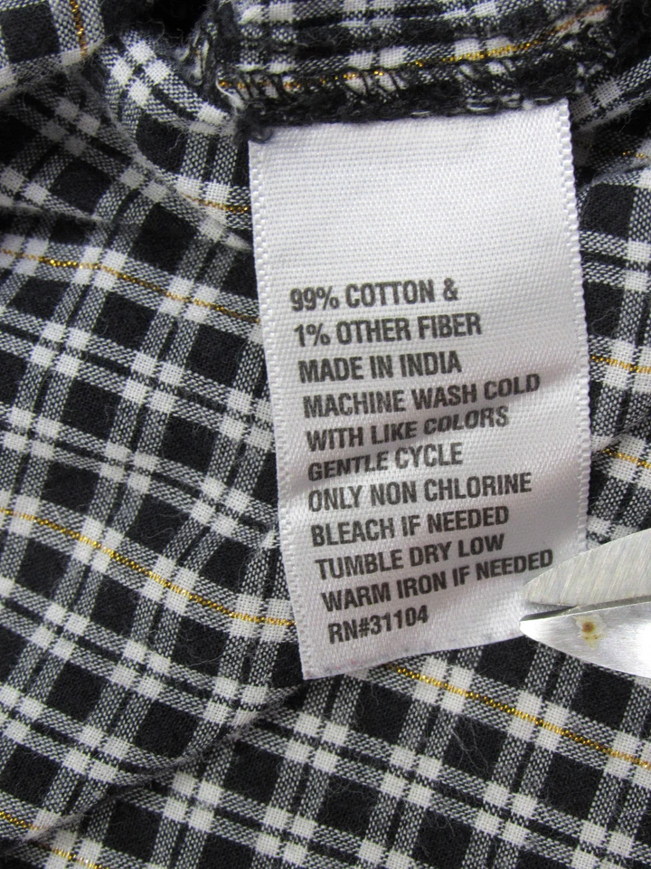 Kim Rogers Shirt Womens L [42 Bust 28L ] Gingham B/W Button L/S Metallic Threads - Image 4 of 4