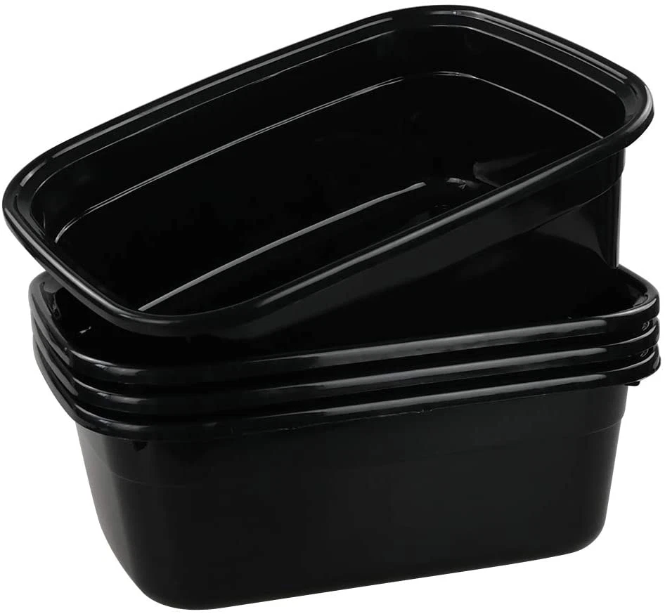 Plastic Dish Pan Black Washing Basin 14 Quart 4Pack