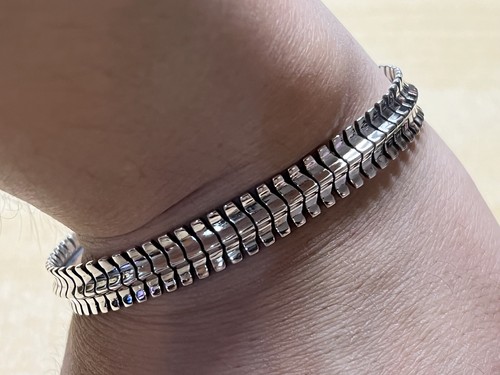 Solid 925 Sterling Silver Mens Unique Dragon Bone Torque Bangle Cuff Bracelet - Picture 7 of 9