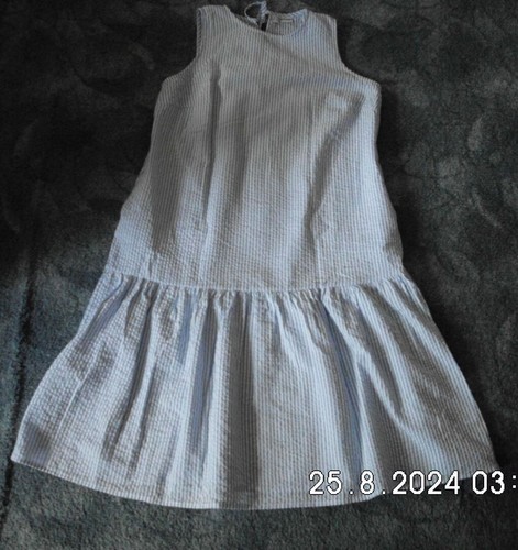 Neu Kleid mit Bindebändern ,Midi,Gr. 44 Hellblau/weiß Gestreift,o.Arm,NEU