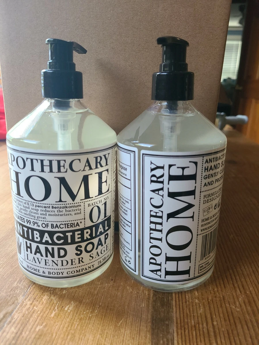 Lot of 2 Apothecary Home Body Co Antibac Hand Wash Soap Lavender Sage 21.5 oz
