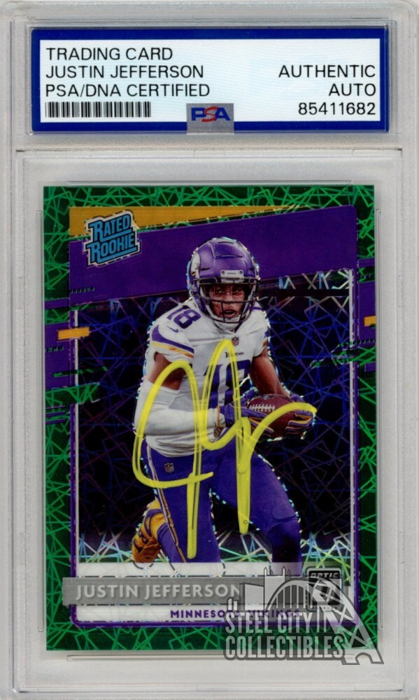 justin jefferson graded rookie card 2020 Panini Prizm Gold Justin Jefferson ROOKIE AUTO /10 #398 BGS 9.5 GEM MINT on Fanatics Collect