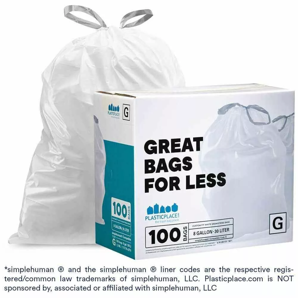 Plasticplace Custom Fit Trash Bags │ Simplehuman®*Code G Compatible (100  Count)