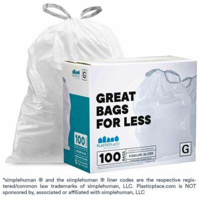 Plasticplace Custom Fit Trash Bags Compatible with simplehuman