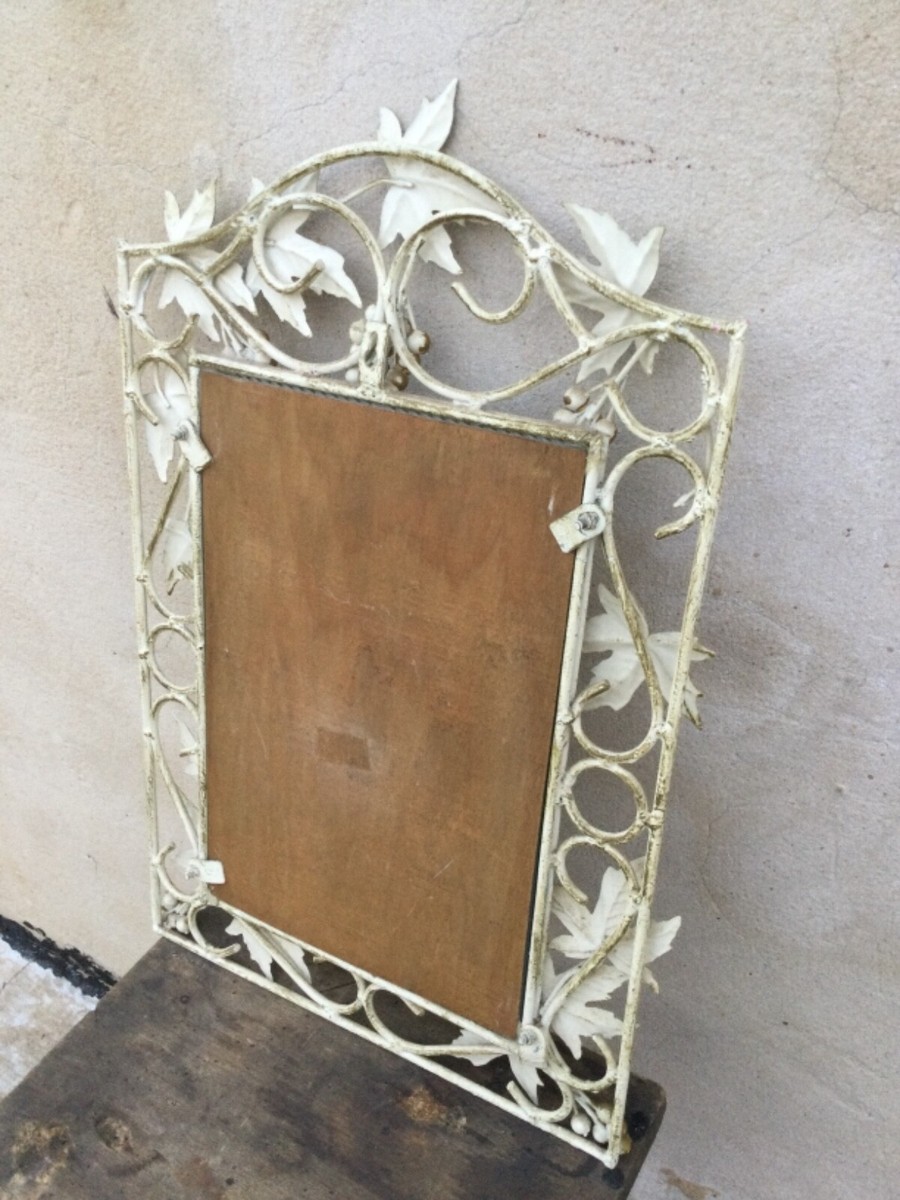 Miroir fer forgé et feuilles d'or par Pier Luigi Colli. Italie 1950