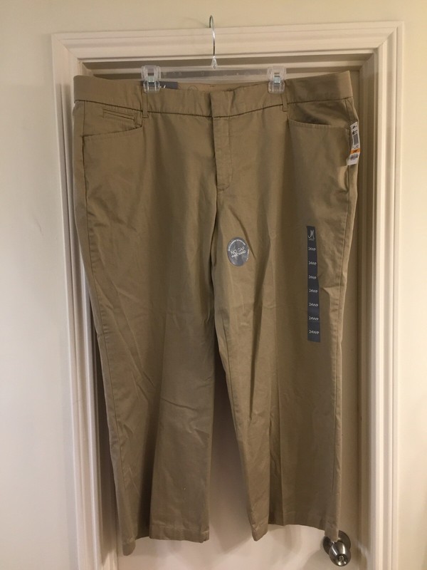 JM COLLECTION No Gap Waistband&Tummy SLIMMING Khaki Pants SZ 24WP (46X29) NWT