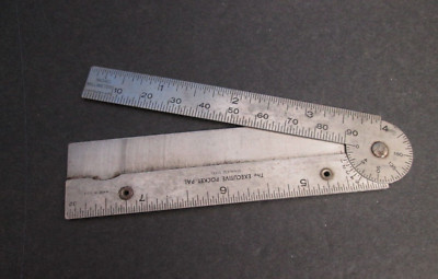 Vintage EXECUTIVE ''POCKET PAL'' Stainless Steel Protractor Folding Rule