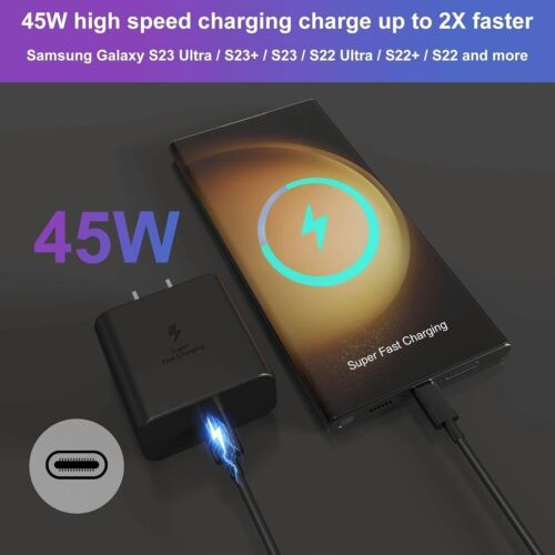 Super Fast Charging 45W USB C Wall for Galaxy S24 Ultra S23+ S22 Note20 S21 S20 - Picture 12 of 18