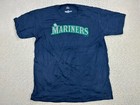 Majestic Seattle Mariners Men's T Shirt Size Large Mlb Logo Cotton Blue Baseball