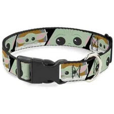 Buckle-Down Plastic Clip Collar Star Wars Mandalorian Disney Child Chibi 1" Wide