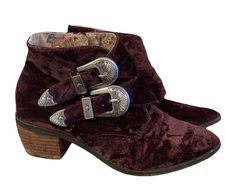 BAND OF GYPSIES Booties Sz 6.5 Jericho Purple Velvet Ankle Western Boho