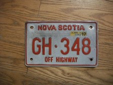 SINGLE NOVA SCOTIA, CANADA LICENSE PLATE - 2012 - GH-348 - OFF HIGHWAY
