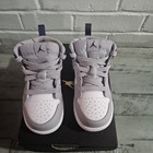 Children's Nike Air Jordan 1 Mid GS Wolf Grey Midnight Navy Shoes, Size 7